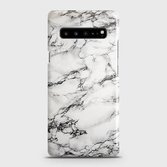 Samsung Galaxy S10 5G Cover - Matte Finish - Trendy White Floor Marble Printed Hard Case with Life Time Colors Guarante ( Fast Delivery )(M)