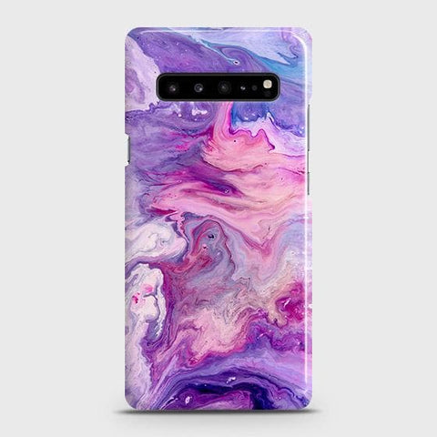 Samsung Galaxy S10 5G Cover - Chic Blue Liquid Marble Printed Hard Case with Life Time Colors Guarantee ( Fast Delivery )