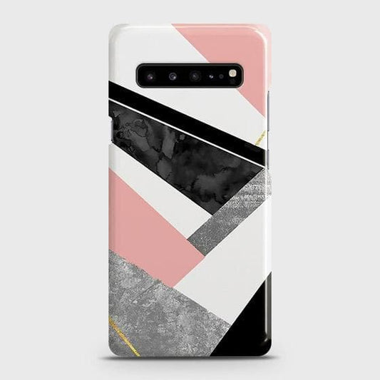 Samsung Galaxy S10 5G Cover - Matte Finish - Geometric Luxe Marble Trendy Printed Hard Case with Life Time Colors Guarantee ( Fast Delivery )
