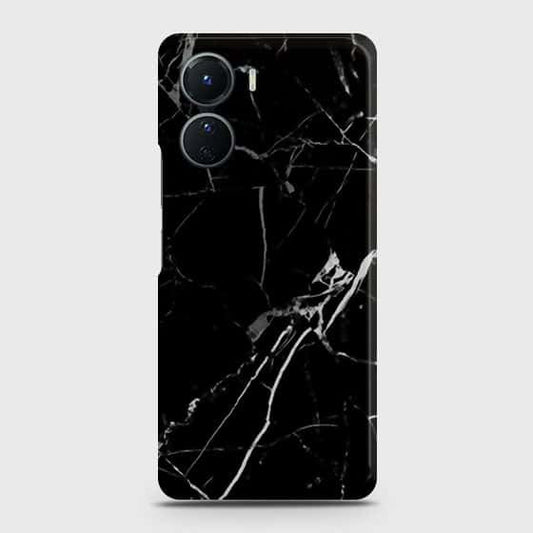 Vivo Y16 Cover - Black Modern Classic Marble Printed Hard Case with Life Time Colors Guarantee (Fast Delivery)