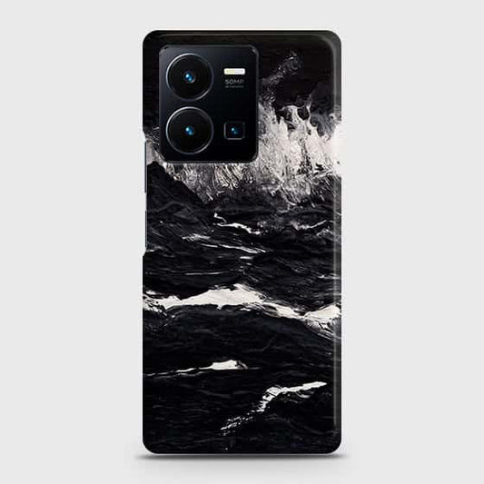 Vivo Y35 4G Cover - Black Ocean Marble Trendy Printed Hard Case with Life Time Colors Guarantee (Fast Delivery)