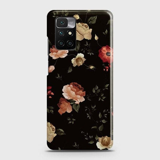 Xiaomi Redmi 10 Prime Cover - Matte Finish - Dark Rose Vintage Flowers Printed Hard Case with Life Time Colors Guarantee