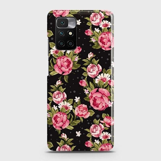 Xiaomi Redmi 10 Prime Cover - Trendy Pink Rose Vintage Flowers Printed Hard Case with Life Time Colors Guarantee ( Fast Delivery )