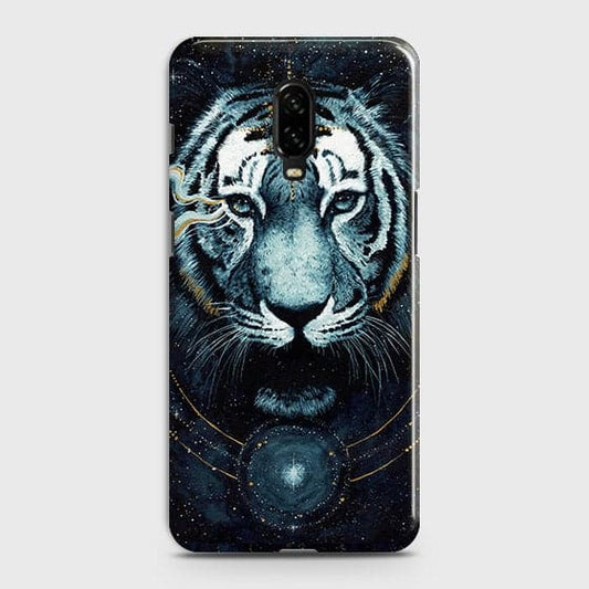 OnePlus 6T Cover - Vintage Galaxy Tiger Printed Hard Case with Life Time Colors Guarantee (Fast Delivery)