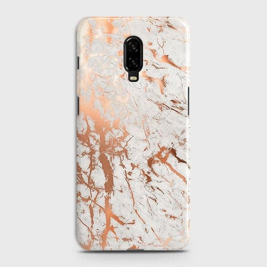 OnePlus 6T Cover - In Chic Rose Gold Chrome Style Printed Hard Case with Life Time Colors Guarantee ( Fast Delivery )