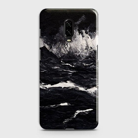 OnePlus 6T Cover - Black Ocean Marble Trendy Printed Hard Case with Life Time Colors Guarante ( Fast Delivery )