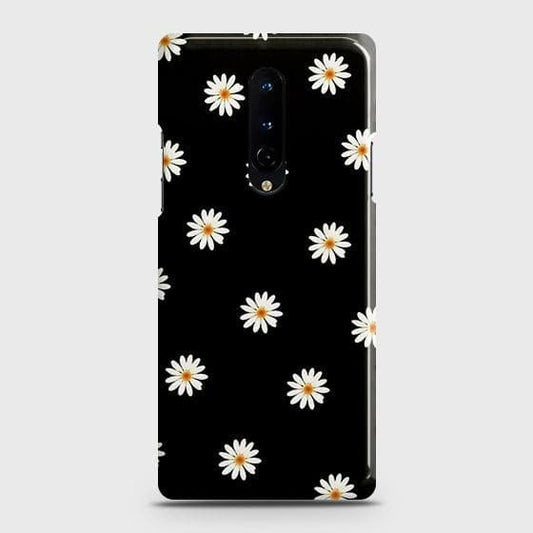 OnePlus 8 4G Cover - Matte Finish - White Bloom Flowers with Black Background Printed Hard Case with Life Time Colors Guarantee (Fast Delivery)