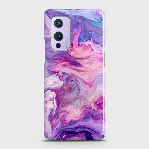 OnePlus 9 Cover - Chic Blue Liquid Marble Printed Hard Case with Life Time Colors Guarantee (Fast Delivery)