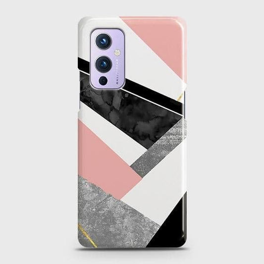 OnePlus 9 Cover - Matte Finish - Geometric Luxe Marble Trendy Printed Hard Case with Life Time Colors Guarantee ( Fast Delivery )