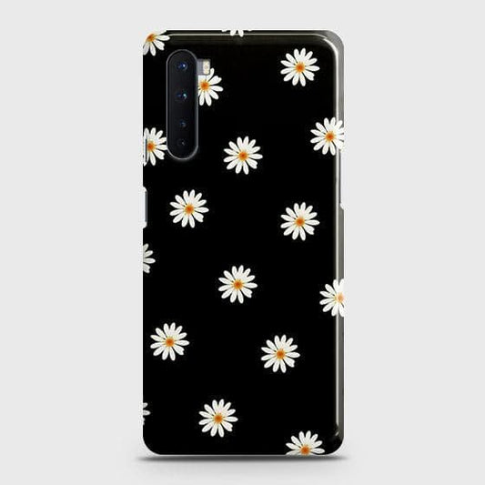 OnePlus Nord Cover - Matte Finish - White Bloom Flowers with Black Background Printed Hard Case with Life Time Colors Guarantee(Fast Delivery)