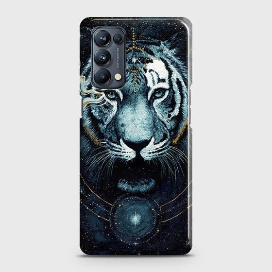 Oppo Reno 5 4G Cover - Vintage Galaxy Tiger Printed Hard Case with Life Time Colors Guarantee (Fast Delivery)