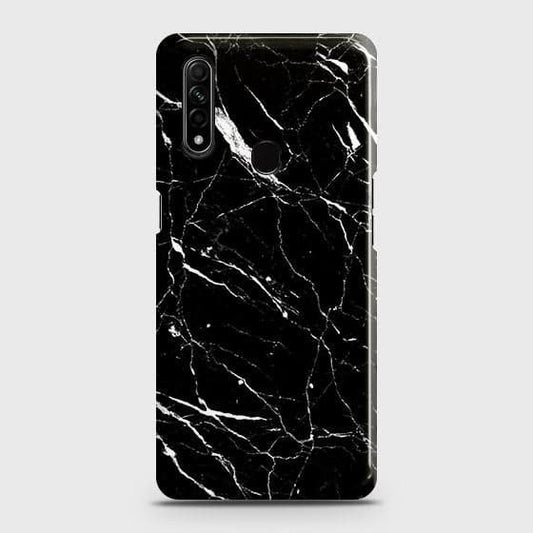 Oppo A8 Cover - Trendy Black Marble Printed Hard Case with Life Time Colors Guarantee ( Fast Delivery )