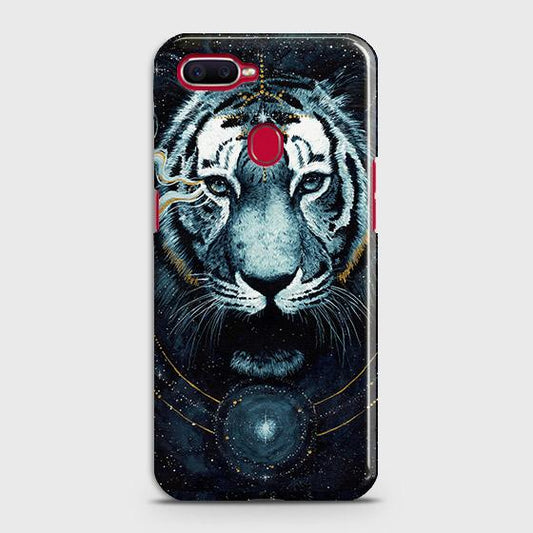 Oppo A7 Cover - Vintage Galaxy Tiger Printed Hard Case with Life Time Colors Guarantee ( Fast  Delivery )
