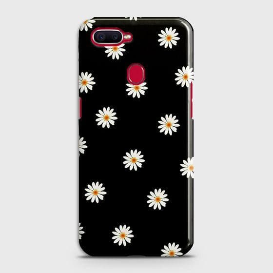 Oppo A11k Cover - Matte Finish - White Bloom Flowers with Black Background Printed Hard Case with Life Time Colors Guarantee (Fast Delivery)