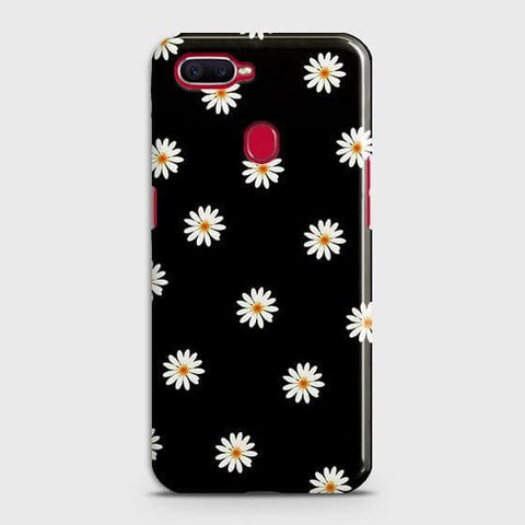 Oppo A11k Cover - Matte Finish - White Bloom Flowers with Black Background Printed Hard Case with Life Time Colors Guarantee (Fast Delivery)