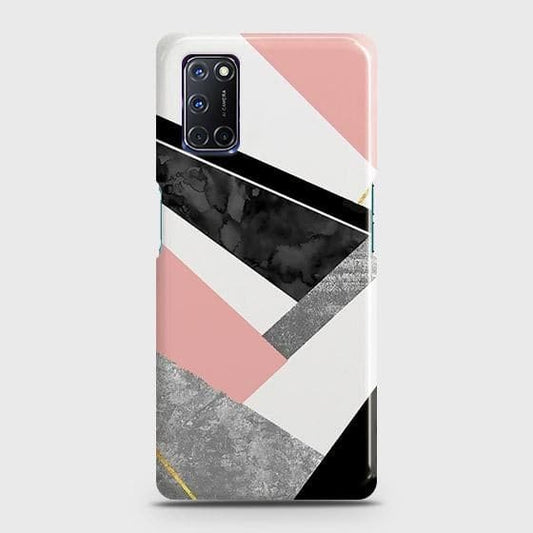 Oppo A92 Cover - Matte Finish - Geometric Luxe Marble Trendy Printed Hard Case with Life Time Colors Guarantee ( Fast Delivery )