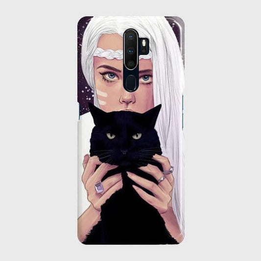 Oppo A9 2020 Cover - Trendy Wild Black Cat Printed Hard Case with Life Time Colors Guarantee ( Fast Delivery )