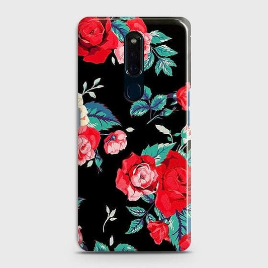 Oppo A9 / A9x Cover - Luxury Vintage Red Flowers Printed Hard Case with Life Time Colors Guarantee