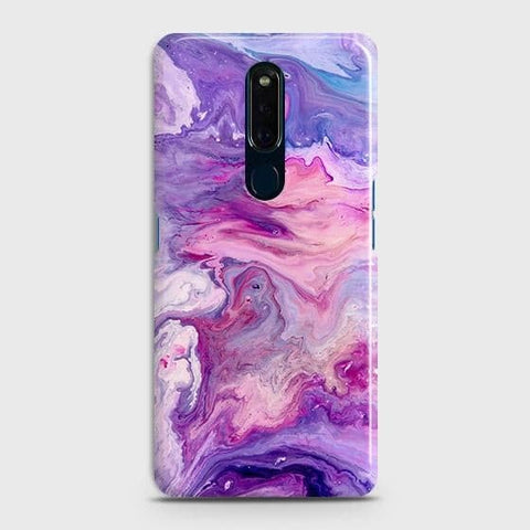 Oppo F11 Cover - Chic Blue Liquid Marble Printed Hard Case with Life Time Colors Guarantee ( Fast Delivery )