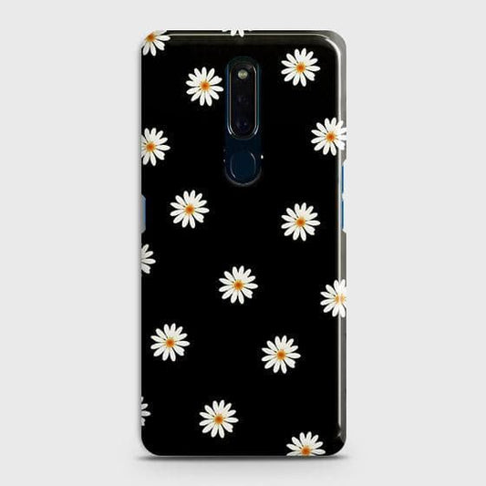 Oppo A9 / A9x Cover - Matte Finish - White Bloom Flowers with Black Background Printed Hard Case with Life Time Colors Guarantee