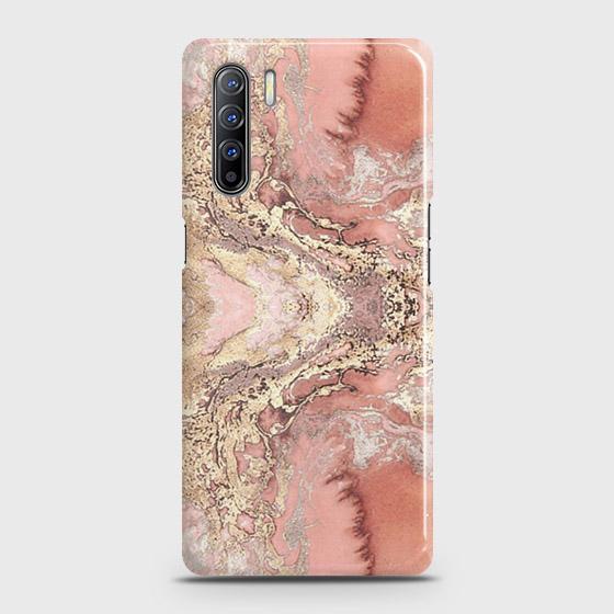 Oppo F15 Cover - Trendy Chic Rose Gold Marble Printed Hard Case with Life Time Colors Guarantee ( Fast Delivery )