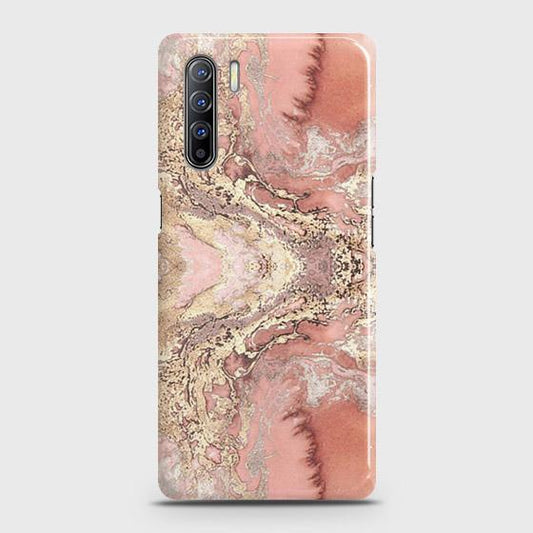 Oppo A91 Cover - Trendy Chic Rose Gold Marble Printed Hard Case with Life Time Colors Guarantee ( Fast Delivery )