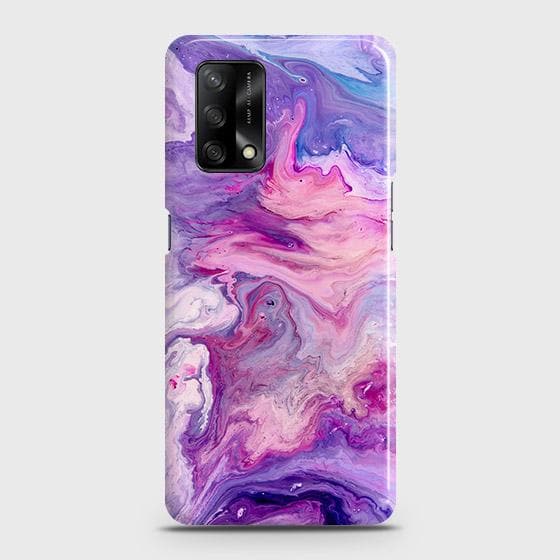 Oppo F19 Cover - Chic Blue Liquid Marble Printed Hard Case with Life Time Colors Guarantee b53 ( Fast Delivery )