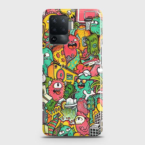 Oppo A94 Cover - Matte Finish - Candy Colors Trendy Sticker collage Printed Hard Case with Life Time Colors Guarantee (Fast Delivery)