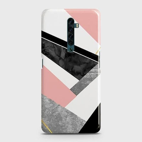Oppo Reno 2 Cover - Matte Finish - Geometric Luxe Marble Trendy Printed Hard Case with Life Time Colors Guarantee ( Fast Delivery )