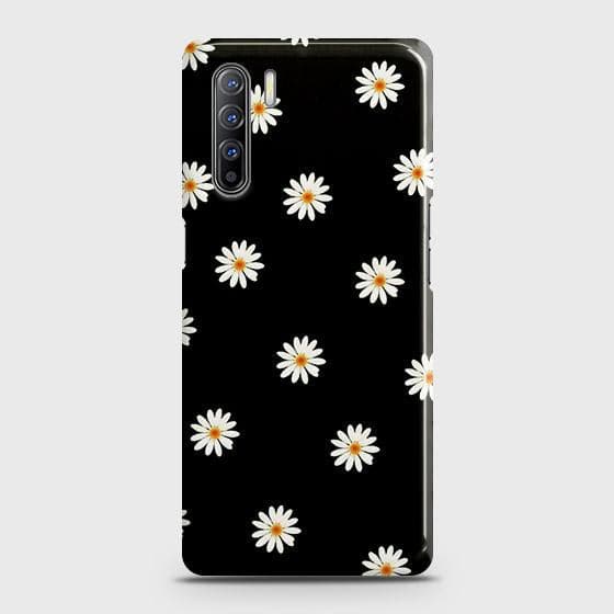 Oppo A91 Cover - Matte Finish - White Bloom Flowers with Black Background Printed Hard Case with Life Time Colors Guarantee (Fast Delivery)
