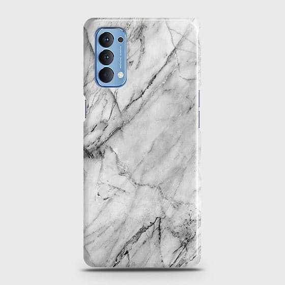 Oppo Reno 4 4G Cover - Matte Finish - Trendy White Floor Marble Printed Hard Case with Life Time Colors Guarantee - D2 (B33) 1 ( Fast Delivery )