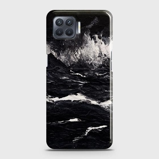 Oppo Reno 4 Lite Cover - Black Ocean Marble Trendy Printed Hard Case with Life Time Colors Guarantee ( Fast Delivery )