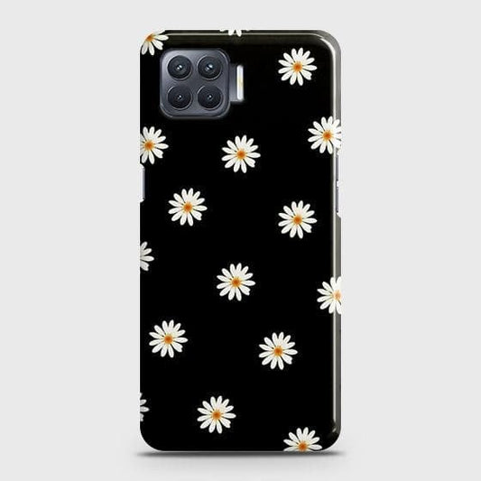 Oppo F17 Pro Cover - Matte Finish - White Bloom Flowers with Black Background Printed Hard Case with Life Time Colors Guarantee ( Fast Delivery )