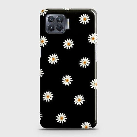 Oppo F17 Pro Cover - Matte Finish - White Bloom Flowers with Black Background Printed Hard Case with Life Time Colors Guarantee ( Fast Delivery )