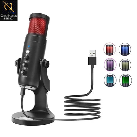 Jmary MC-PW9 USB RGB Professional Condenser Microphone for Podcast, Gaming & Streaming