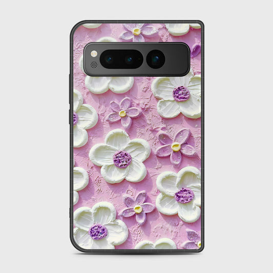 Google Pixel Fold Cover - Floral Series - Design 4 - Purple & White - HQ Premium Shine Durable Shatterproof Case