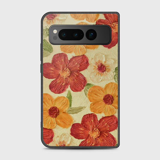 Google Pixel Fold Cover - Floral Series - Design 6 - Red & Orange - HQ Premium Shine Durable Shatterproof Case