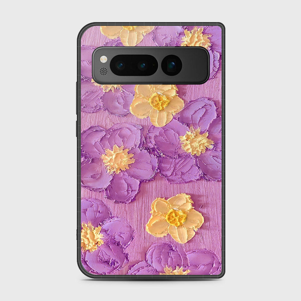 Google Pixel Fold Cover - Floral Series - Design 8 - Purple & Yellow - HQ Premium Shine Durable Shatterproof Case