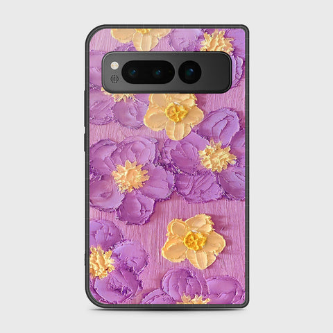 Google Pixel Fold Cover - Floral Series - Design 8 - Purple & Yellow - HQ Premium Shine Durable Shatterproof Case