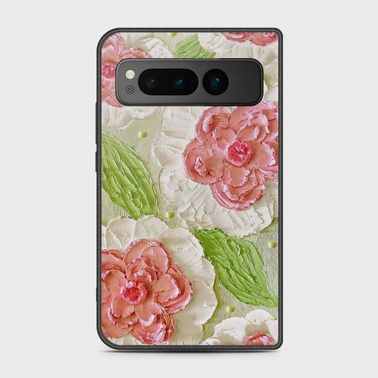 Google Pixel Fold Cover - Floral Series - Design 13 - Offwhite & Green - HQ Premium Shine Durable Shatterproof Case