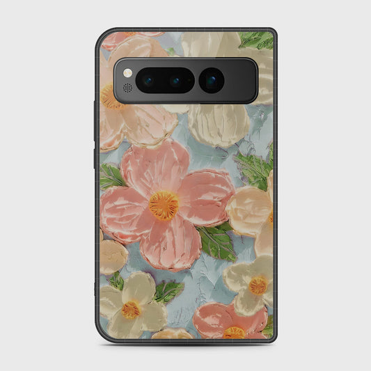Google Pixel Fold Cover - Floral Series - Design 16 - Cyan & Pink - HQ Premium Shine Durable Shatterproof Case