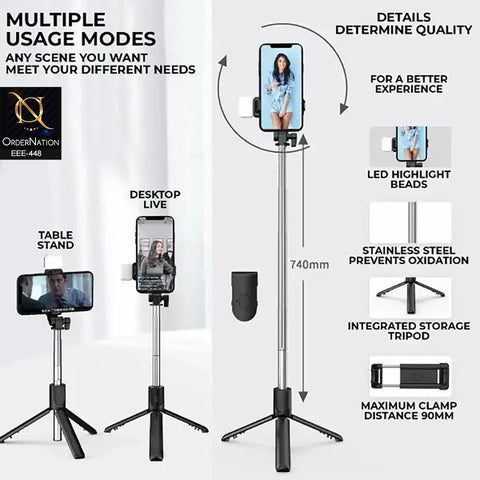 R1S Wireless Bluetooth Selfie Stick for Smartphones