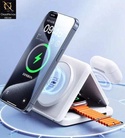 Remax RP-W87 4-in-1 Holder/ Magnetic Wireless Charger/Night Lamp White