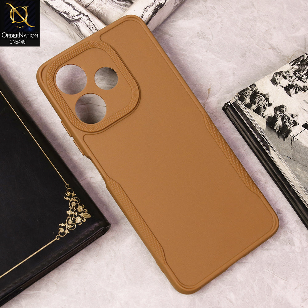 Oppo A5 Pro 4G Cover - Light  Brown - premium Soft Bordered Sillicon Case
