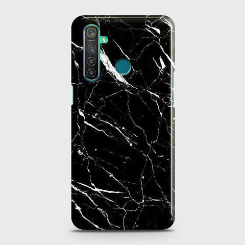Realme 5i Cover - Trendy Black Marble Printed Hard Case with Life Time Colors Guarantee (Fast Delivery)