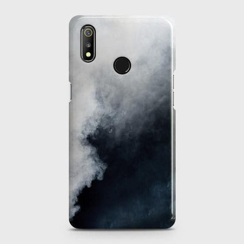 Realme 3i Cover - Matte Finish - Trendy Misty White and Black Marble Printed Hard Case with Life Time Colors Guarantee (Fast Delivery)