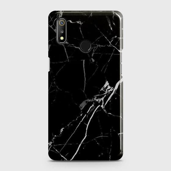 Realme 3i Cover - Black Modern Classic Marble Printed Hard Case with Life Time Colors Guarantee (Fast Delivery)