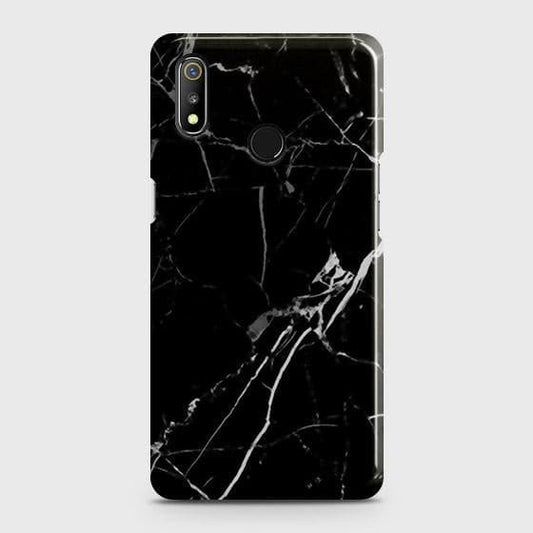 Realme 3i Cover - Black Modern Classic Marble Printed Hard Case with Life Time Colors Guarantee (Fast Delivery)