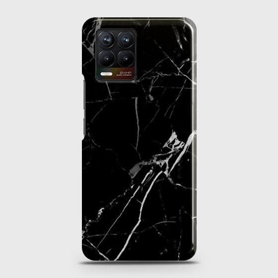 Realme 8 Cover - Black Modern Classic Marble Printed Hard Case with Life Time Colors Guarantee ( Fast Delivery )