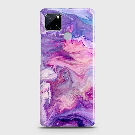 Realme C12 Cover - Chic Blue Liquid Marble Printed Hard Case with Life Time Colors Guarantee (Fast Delivery)